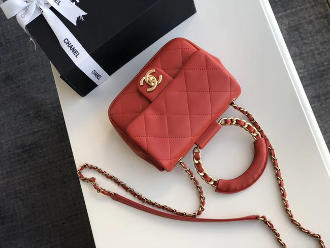 Chanel small flap bag Lambskin & Gold Metal AS1357 red