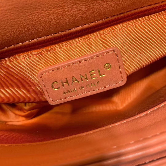 Chanel flap bag Grained Calfskin & Gold-Tone Metal AS1155 orange