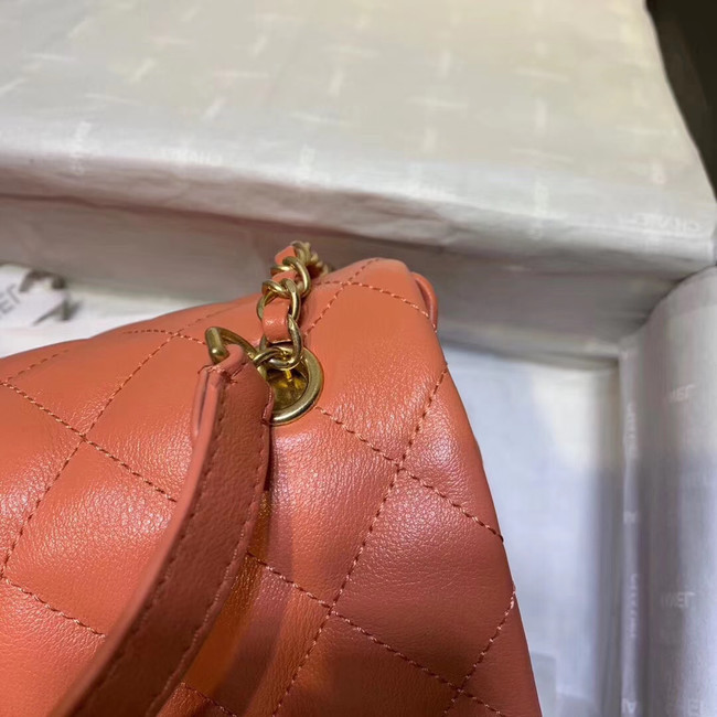 Chanel flap bag Grained Calfskin & Gold-Tone Metal AS1155 orange