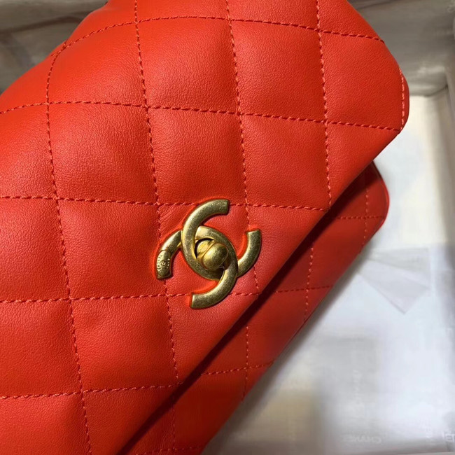 Chanel flap bag Grained Calfskin & Gold-Tone Metal AS1155 red