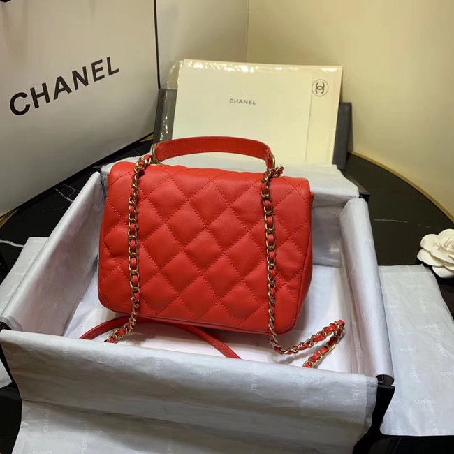 Chanel flap bag Grained Calfskin & Gold-Tone Metal AS1155 red