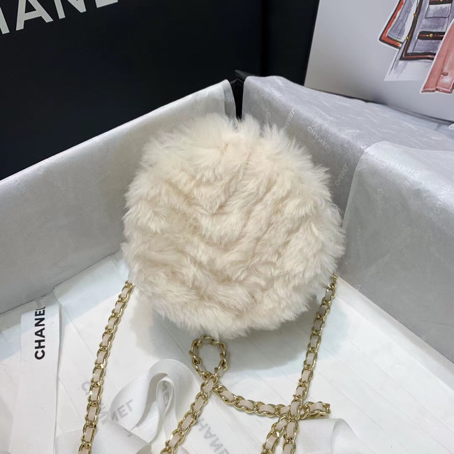 Chanel Wool sheepskin & Gold-Tone Metal AP0366 white