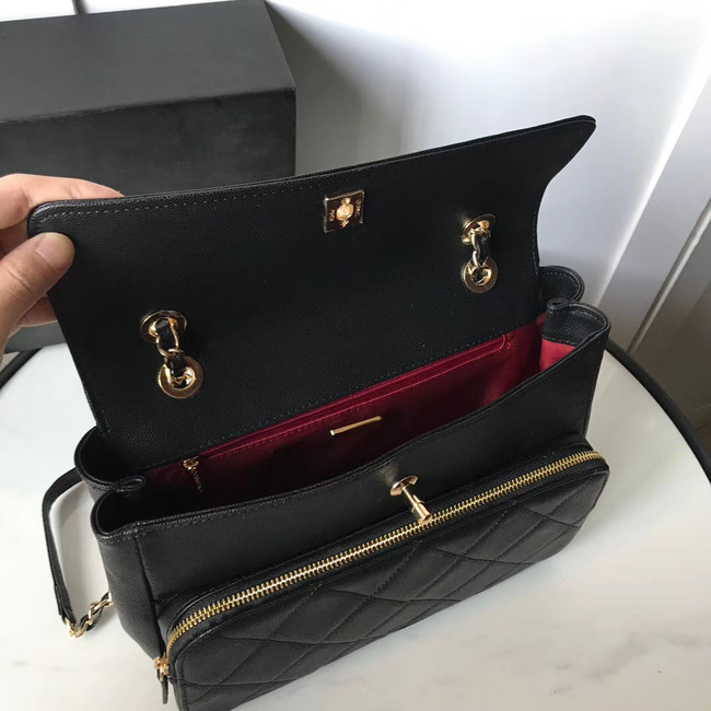 Chanel flap bag Grained Calfskin & Gold-Tone Metal AS1199 black