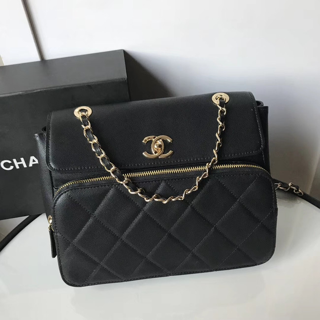 Chanel flap bag Grained Calfskin & Gold-Tone Metal AS1199 black