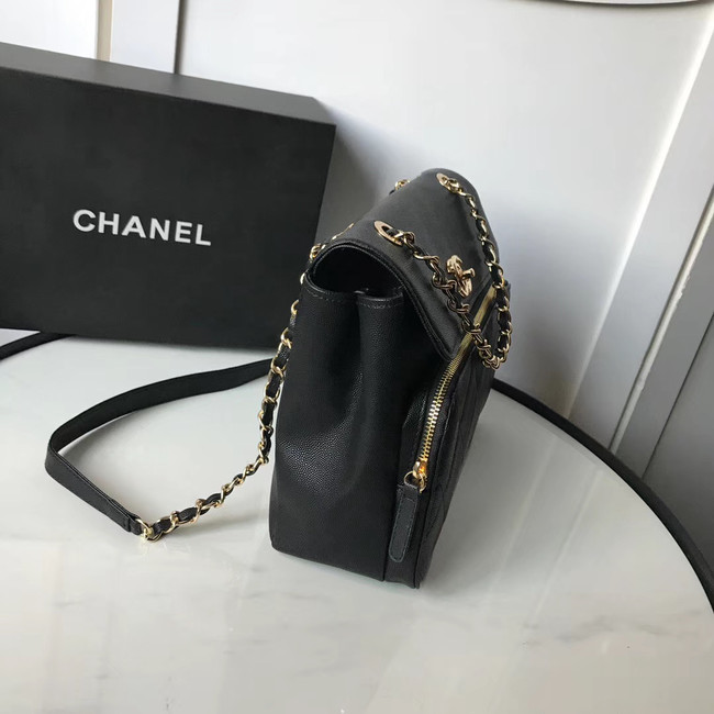 Chanel flap bag Grained Calfskin & Gold-Tone Metal AS1199 black