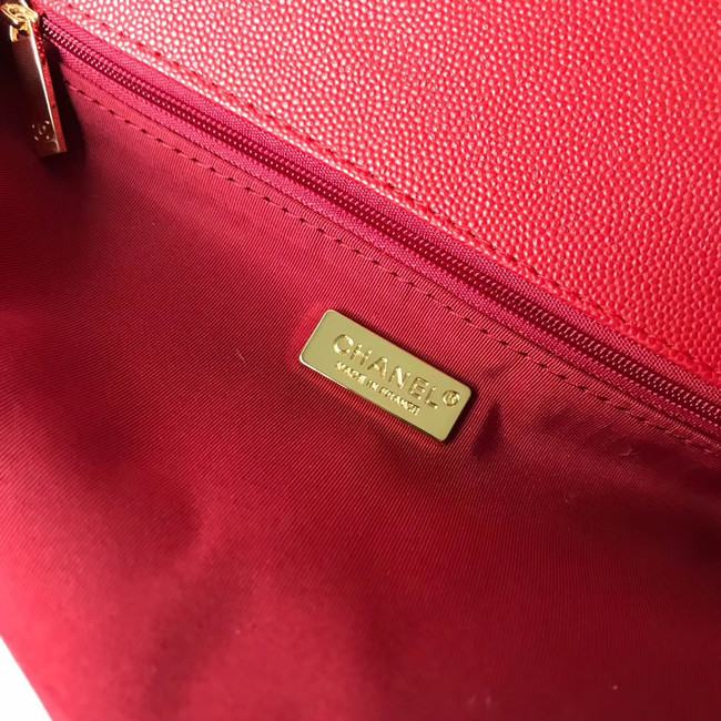 Chanel flap bag Grained Calfskin & Gold-Tone Metal AS1199 red