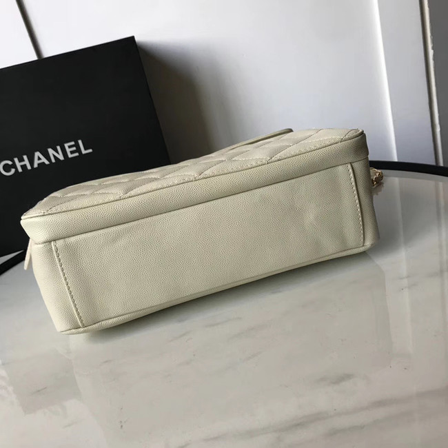 Chanel flap bag Grained Calfskin & Gold-Tone Metal AS1199 white