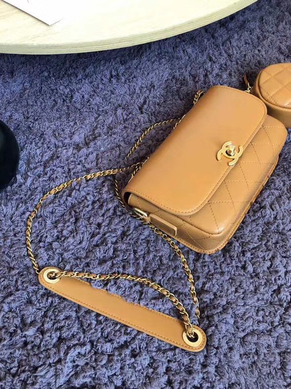 CHANEL Flap Bag Lambskin&Gold-Tone Metal AS1094 Camel