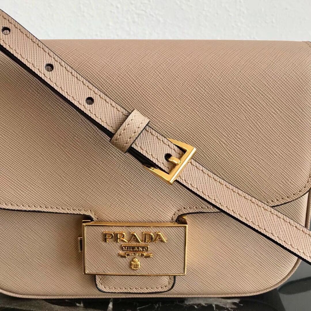 Prada Embleme Saffiano leather bag 1BD217 apricot