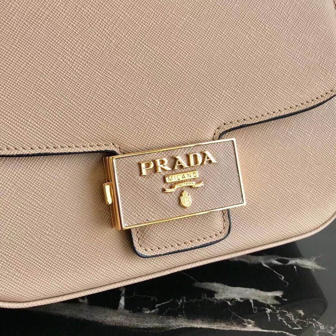 Prada Embleme Saffiano leather bag 1BD217 apricot