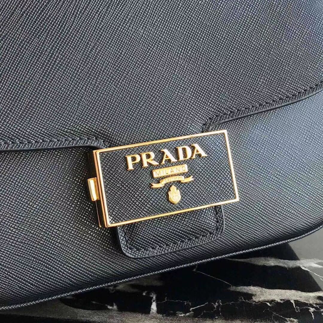 Prada Embleme Saffiano leather bag 1BD217 black 