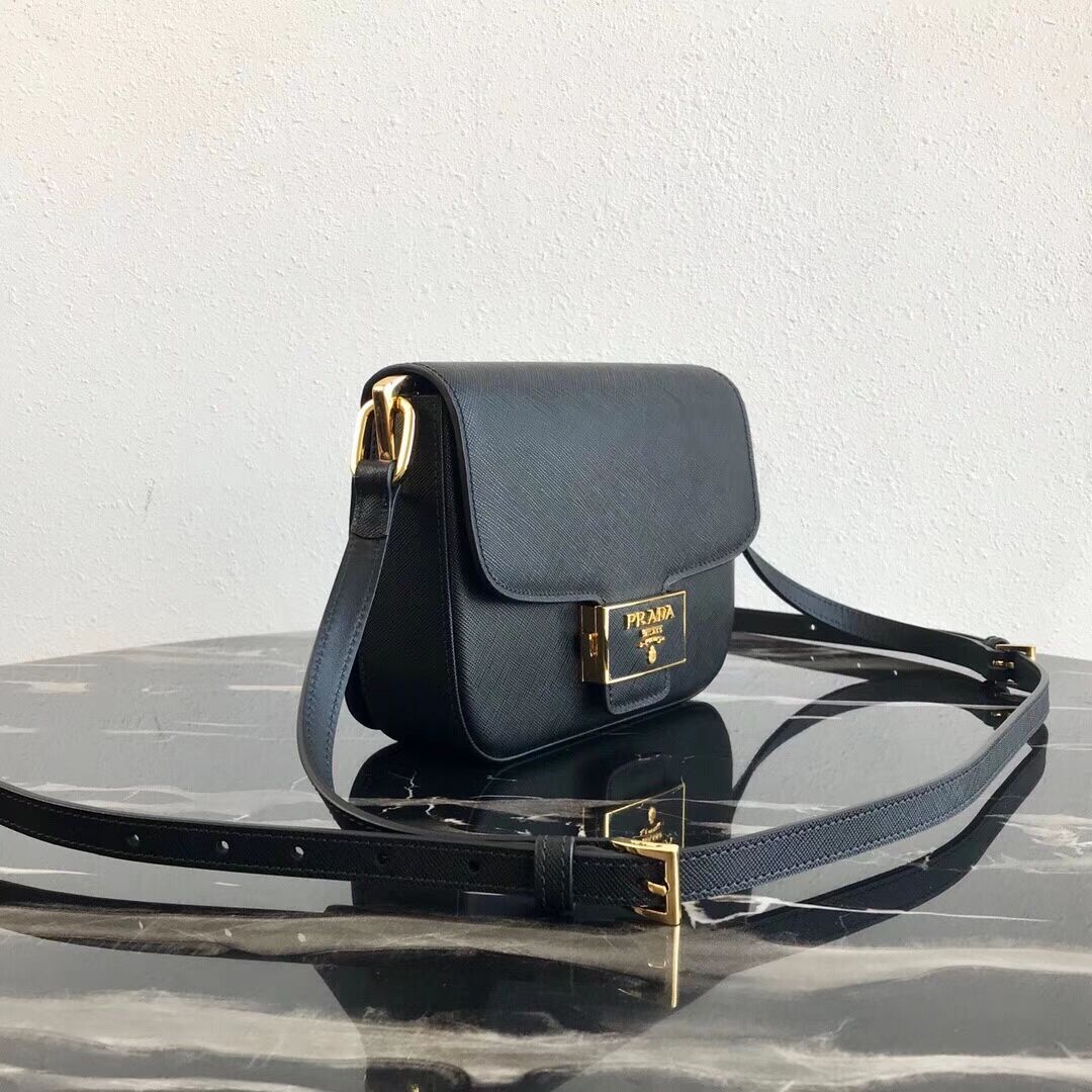 Prada Embleme Saffiano leather bag 1BD217 black 