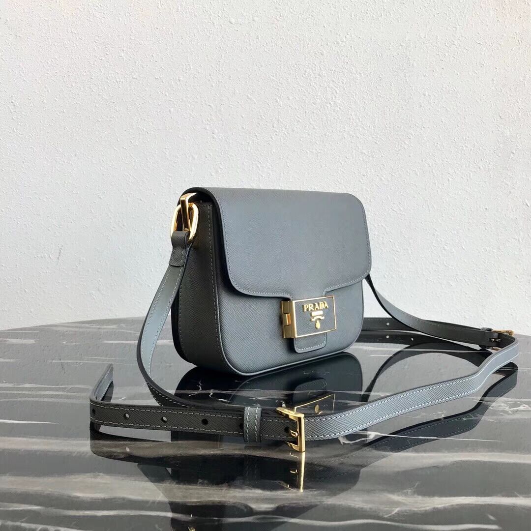 Prada Embleme Saffiano leather bag 1BD217 grey