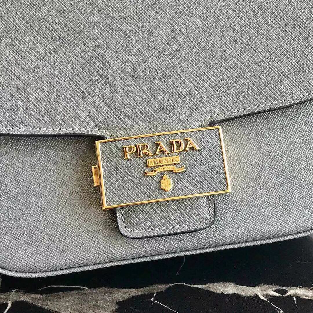 Prada Embleme Saffiano leather bag 1BD217 grey