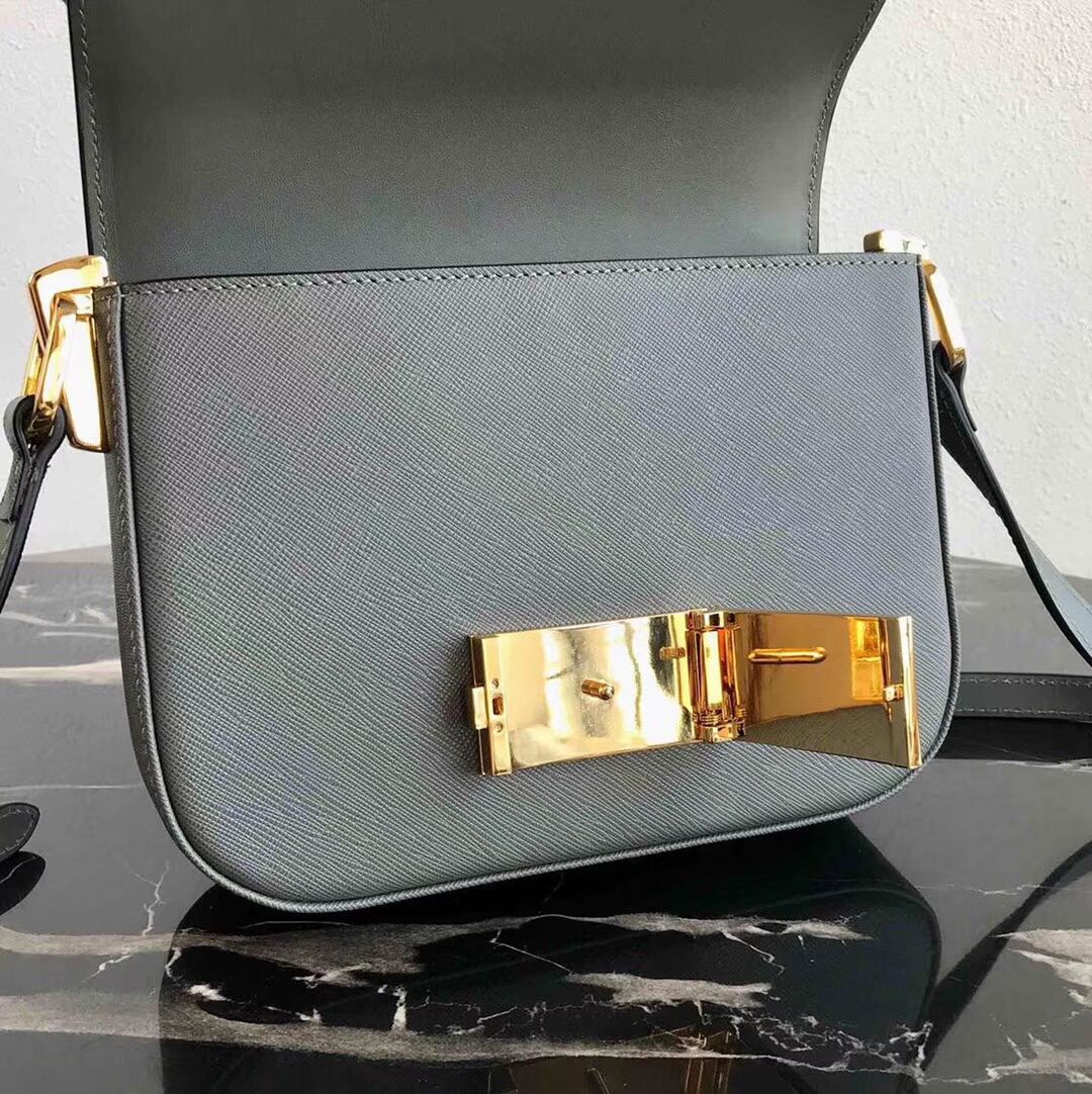 Prada Embleme Saffiano leather bag 1BD217 grey