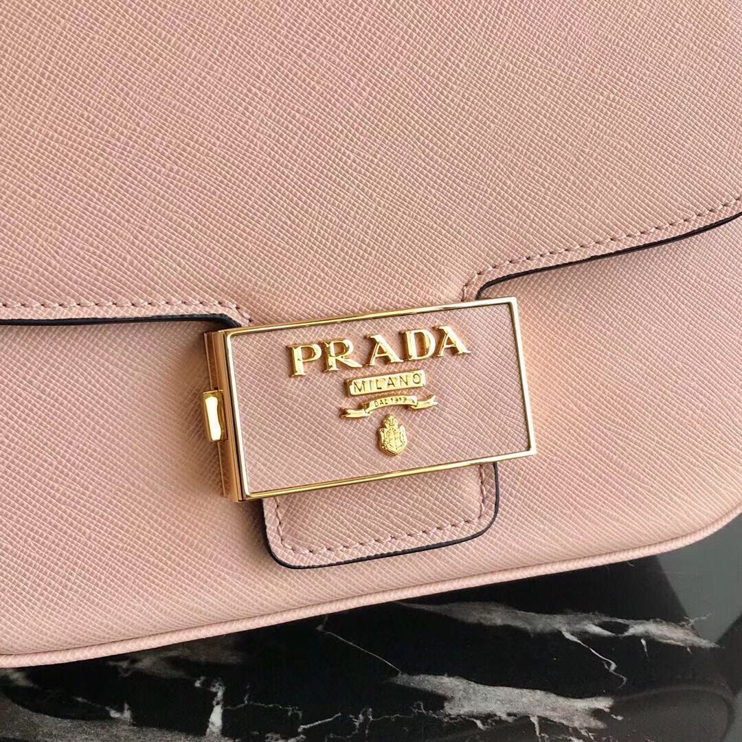 Prada Embleme Saffiano leather bag 1BD217 pink