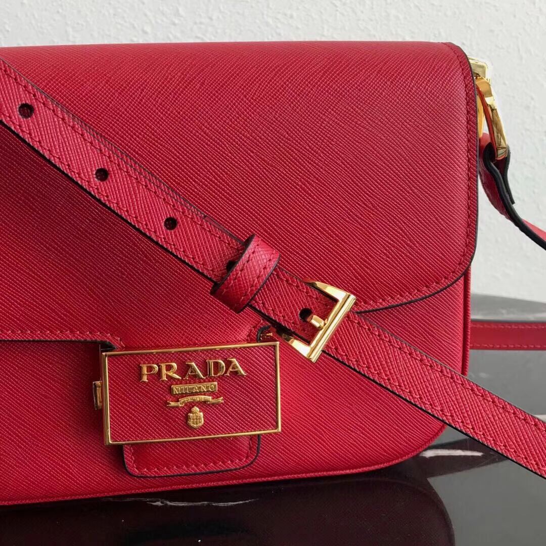 Prada Embleme Saffiano leather bag 1BD217 red
