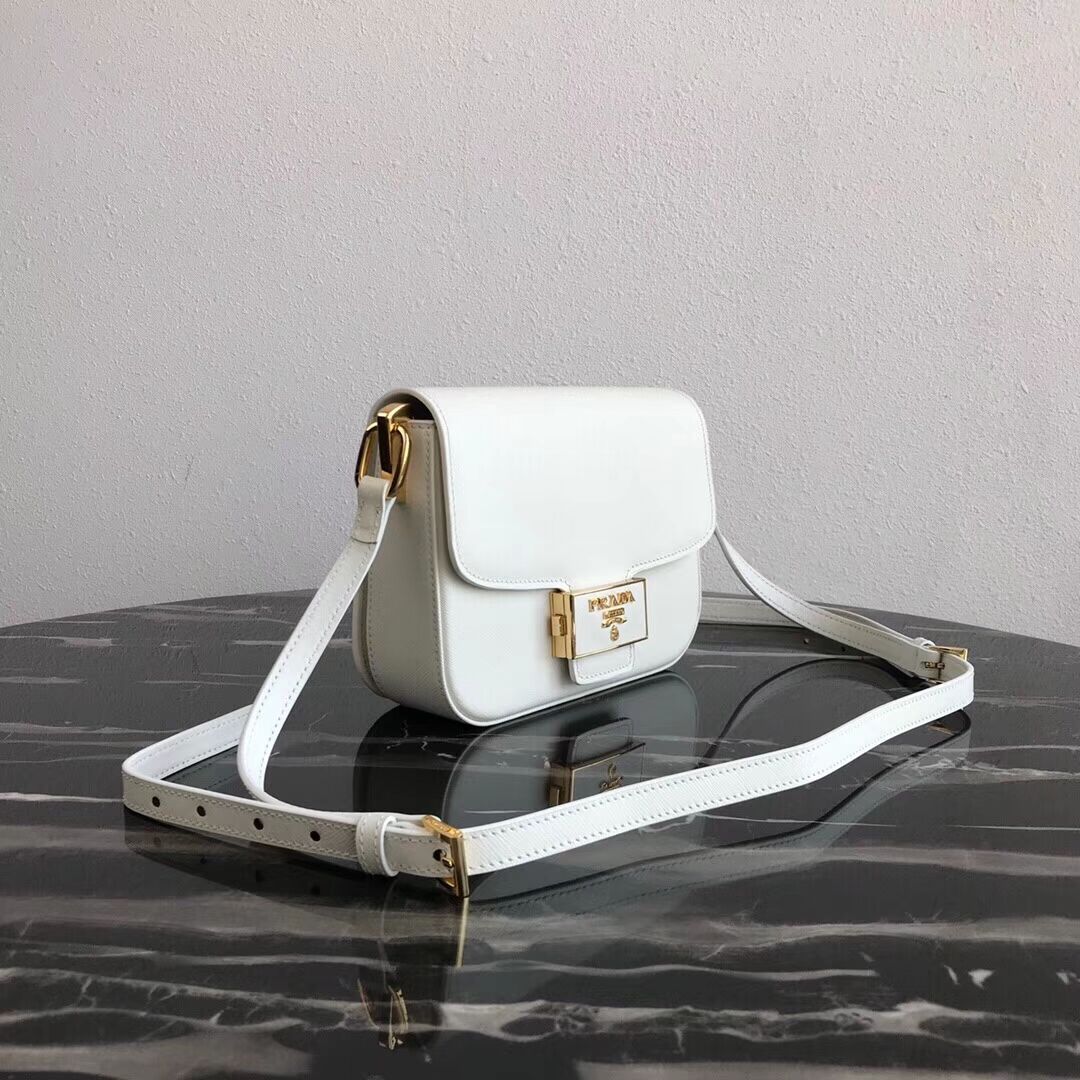 Prada Embleme Saffiano leather bag 1BD217 white