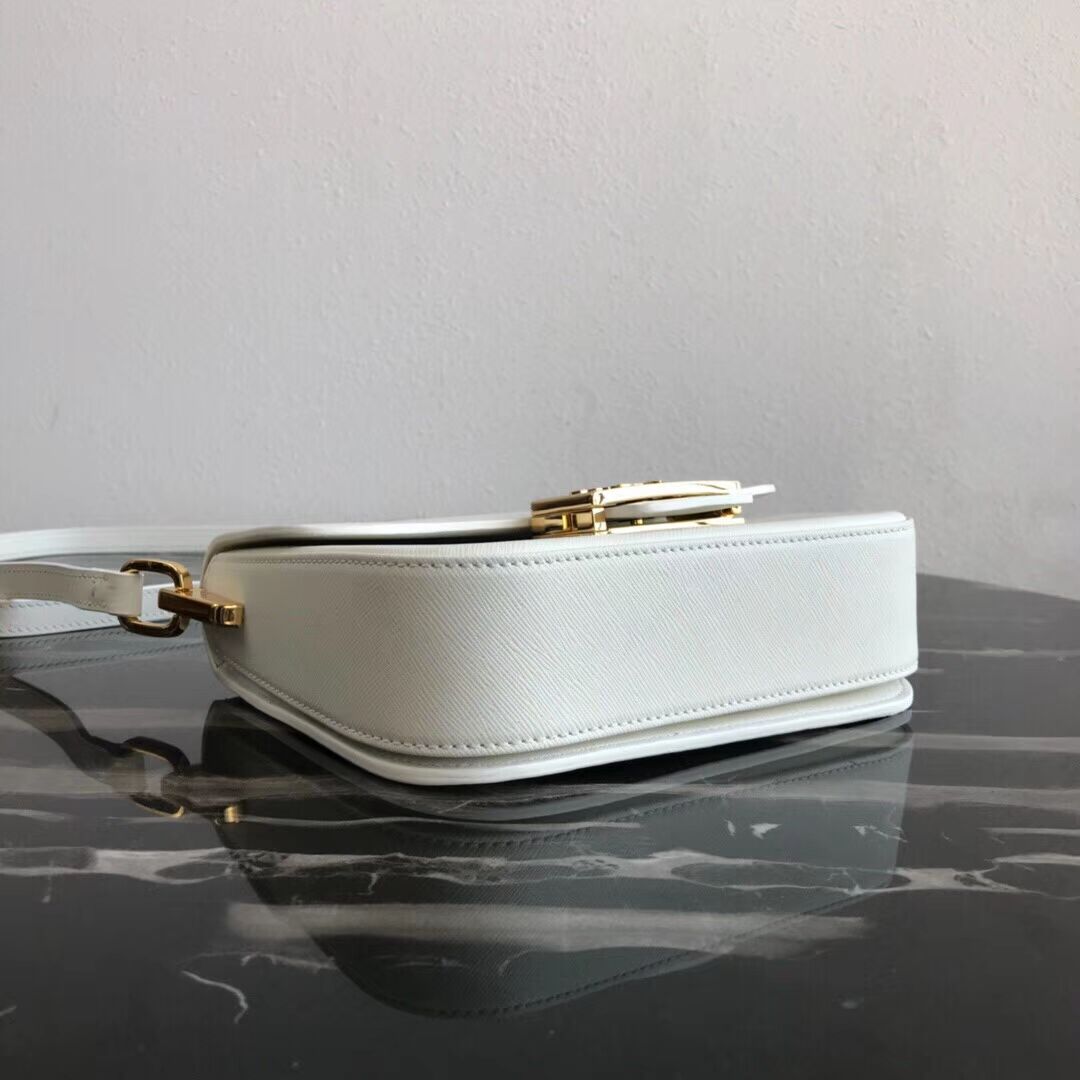 Prada Embleme Saffiano leather bag 1BD217 white