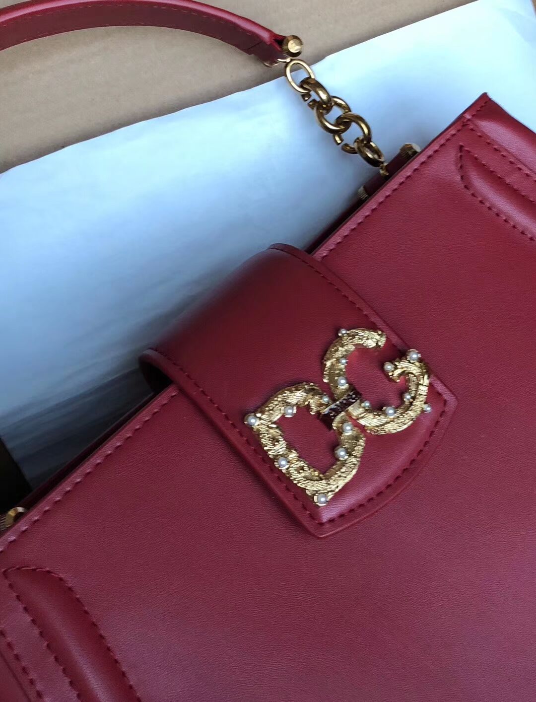 Dolce & Gabbana Origianl Leather Bag 4918 Burgundy