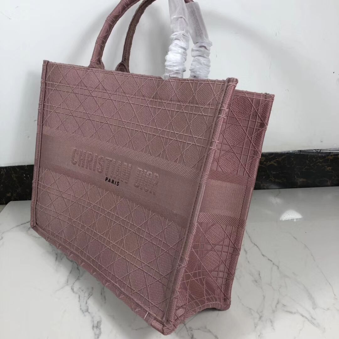 DIOR BOOK TOTE BAG IN EMBROIDERED CANVAS C1286 pink