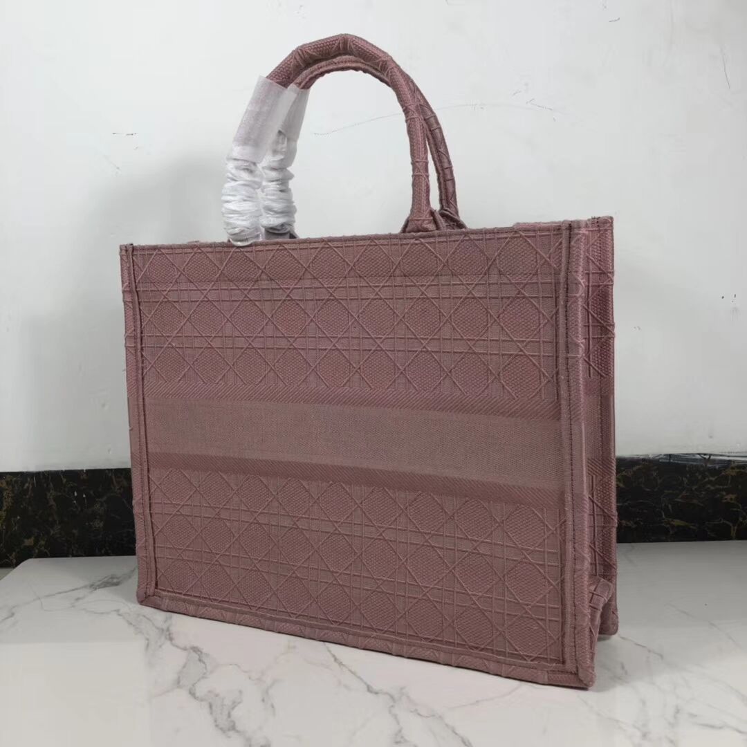 DIOR BOOK TOTE BAG IN EMBROIDERED CANVAS C1286 pink