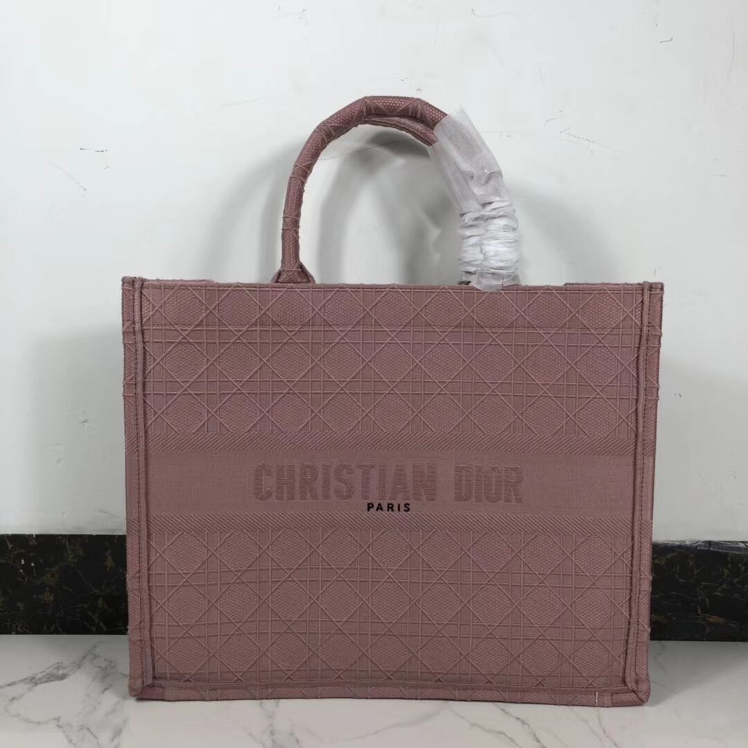 DIOR BOOK TOTE BAG IN EMBROIDERED CANVAS C1286 pink