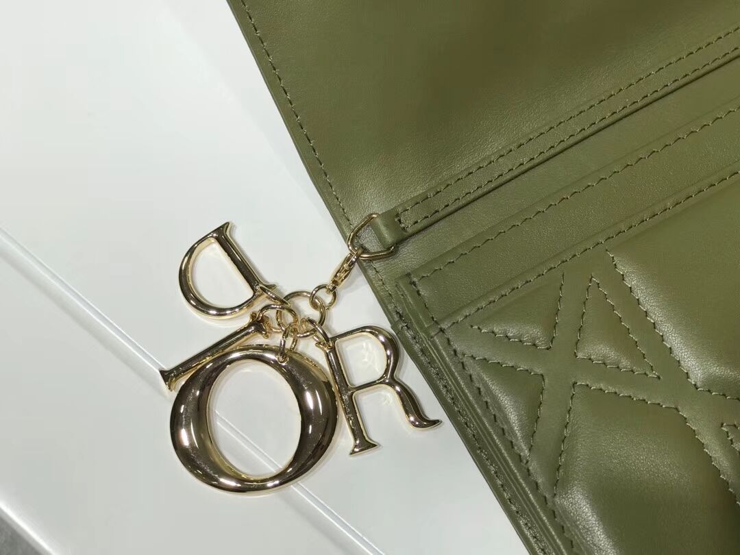 DIOR CLUTCH gold-tone metal C1040A green