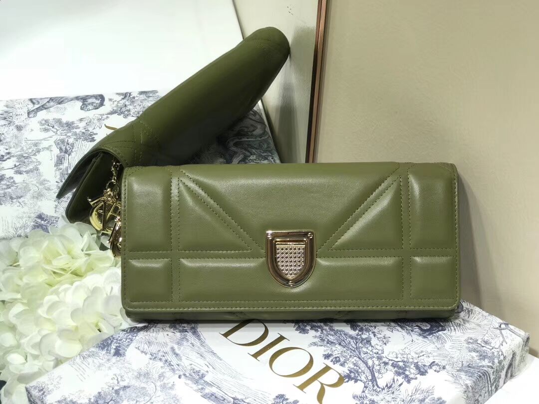 DIOR CLUTCH gold-tone metal C1040A green