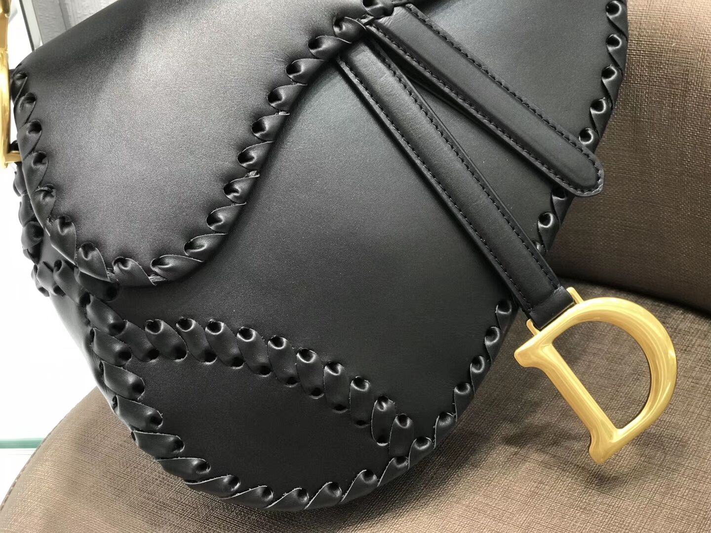 Dior MINI SADDLE BAG IN BLACK CALFSKIN M0447 black