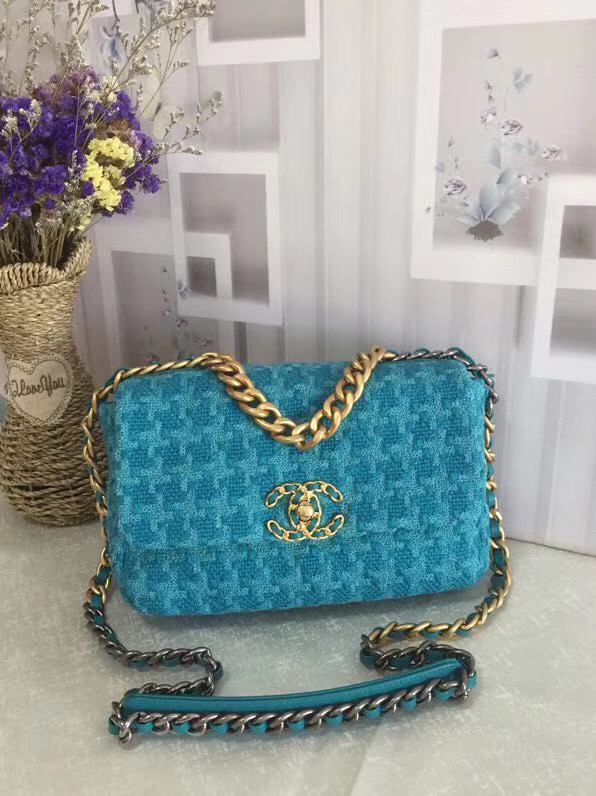 CHANEL 19 Flap Bag AS1160 blue