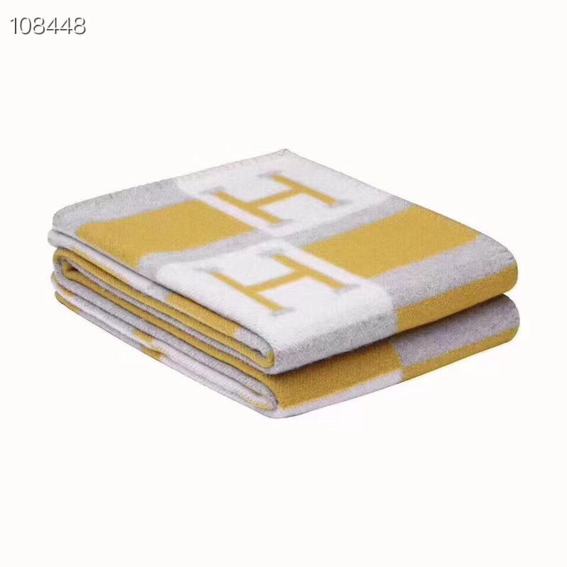 Hermes Lambswool & Cashmere Shawl & Blanket 71152 Yellow