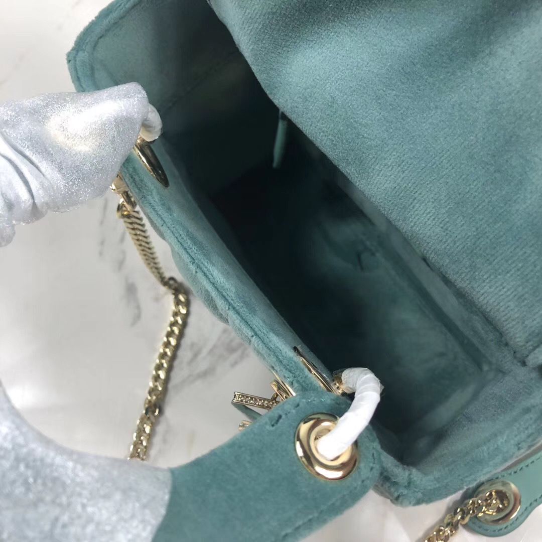 MINI LADY DIOR Velvet BAG M424 Green