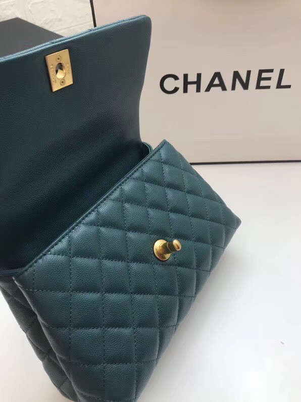 Chanel Small Flap Bag with Red Top Handle A92990 blue