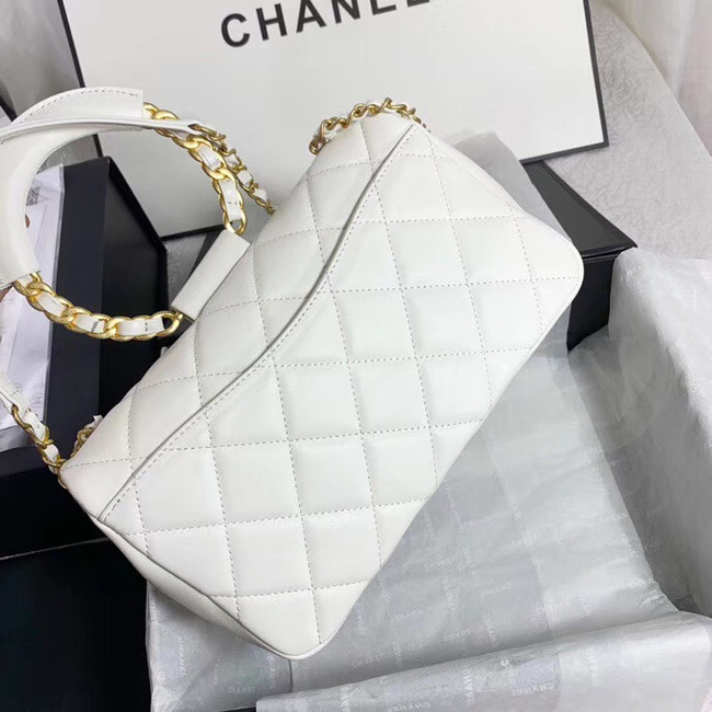 Chanel flap bag Lambskin & Gold Metal AS1358 white