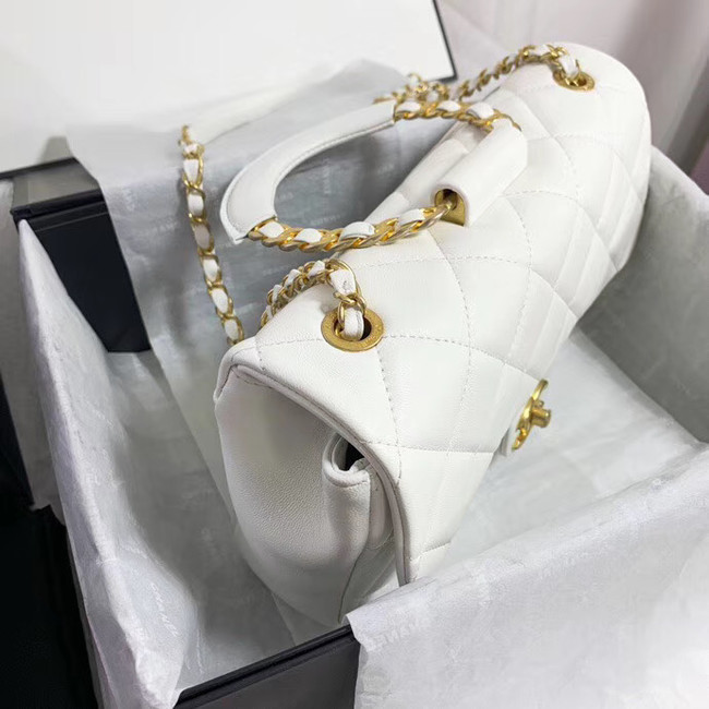 Chanel flap bag Lambskin & Gold Metal AS1358 white