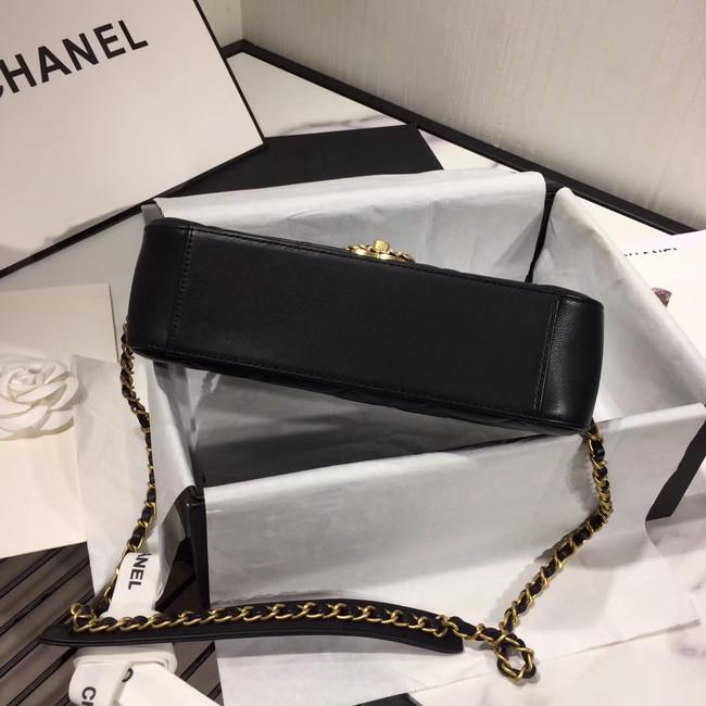 Chanel flap bag leather & Gold Metal AS0970 black