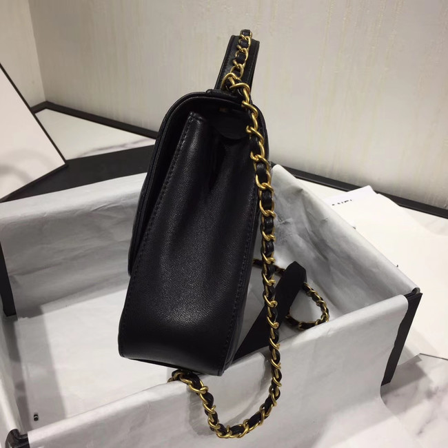 Chanel flap bag leather & Gold Metal AS0970 black