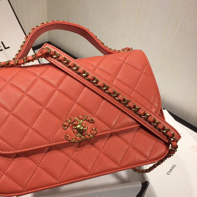 Chanel flap bag leather & Gold Metal AS0970 light pink