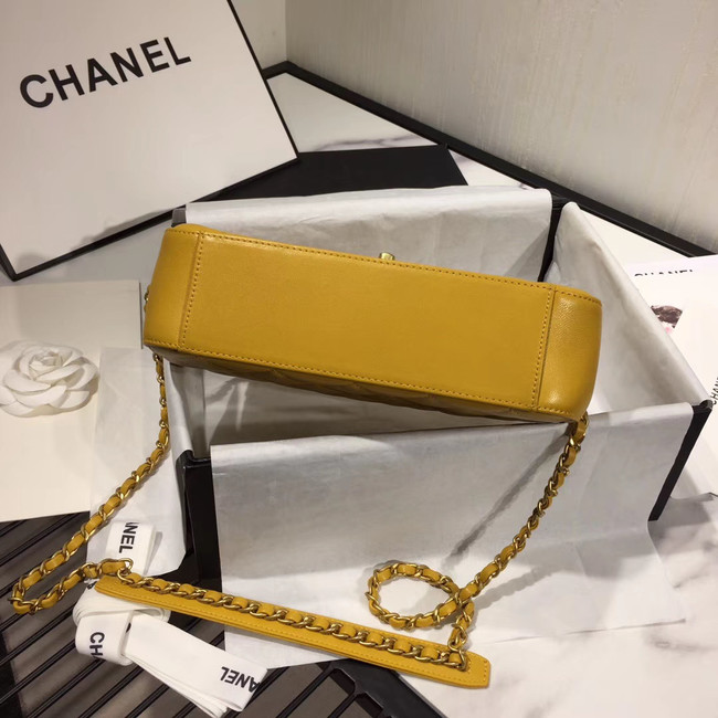 Chanel flap bag leather & Gold Metal AS0970 yellow