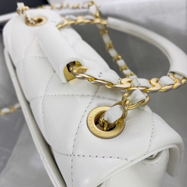 Chanel small flap bag Lambskin & Gold Metal AS1357 white