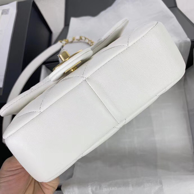 Chanel small flap bag Lambskin & Gold Metal AS1357 white