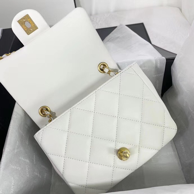 Chanel small flap bag Lambskin & Gold Metal AS1357 white