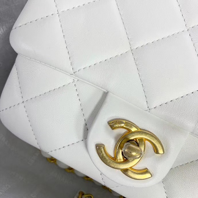 Chanel small flap bag Lambskin & Gold Metal AS1357 white