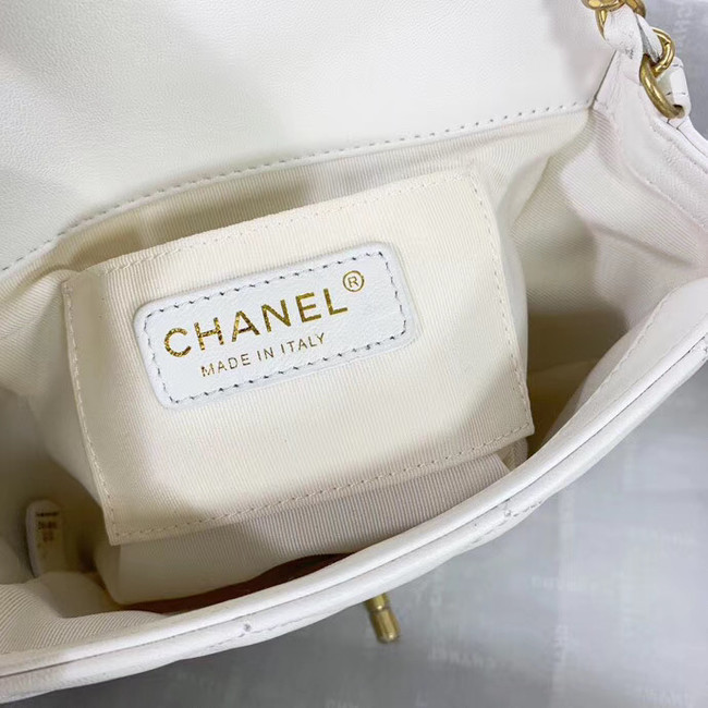 Chanel small flap bag Lambskin & Gold Metal AS1357 white