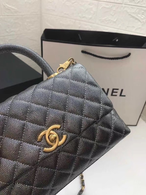 Chanel Small Flap Bag with Top Handle A92990 Silver grey