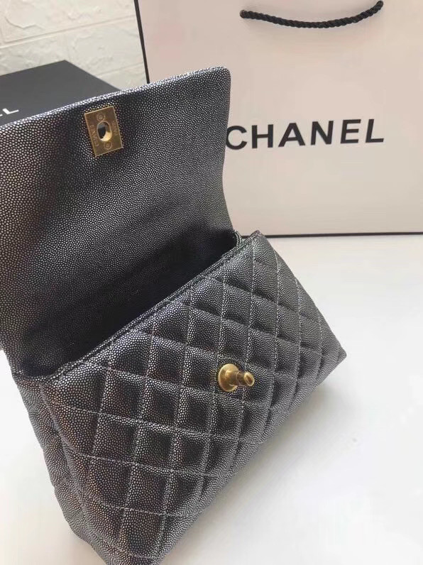 Chanel Small Flap Bag with Top Handle A92990 Silver grey