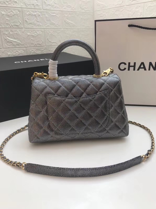 Chanel Small Flap Bag with Top Handle A92990 Silver grey