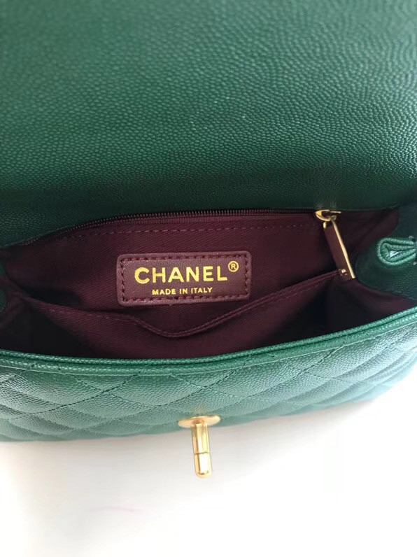 Chanel Small Flap Bag with Top Handle A92990 green