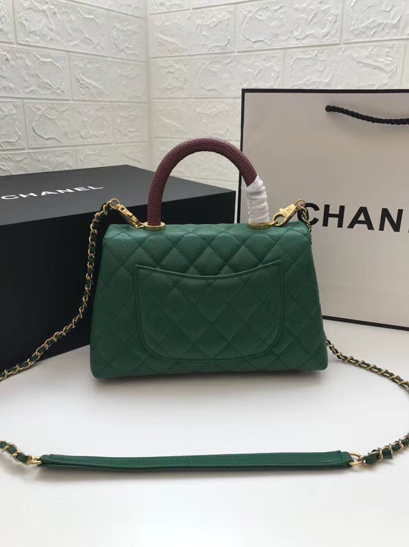 Chanel Small Flap Bag with Top Handle A92990 green